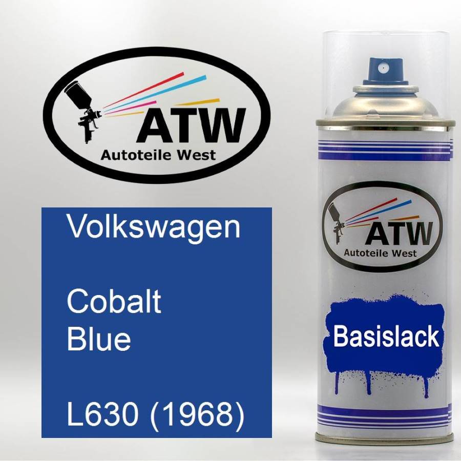 Volkswagen, Cobalt Blue, L630 (1968): 400ml Sprühdose, von ATW Autoteile West.